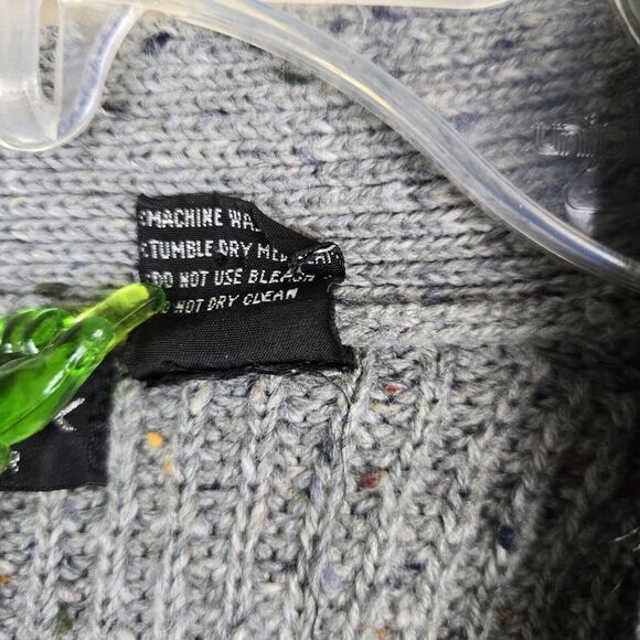 Vtg Golden Hawk Men's Sz L Cardigan Sweater Speckled Gray Wool Blend V-Neck - Picture 4 of 4